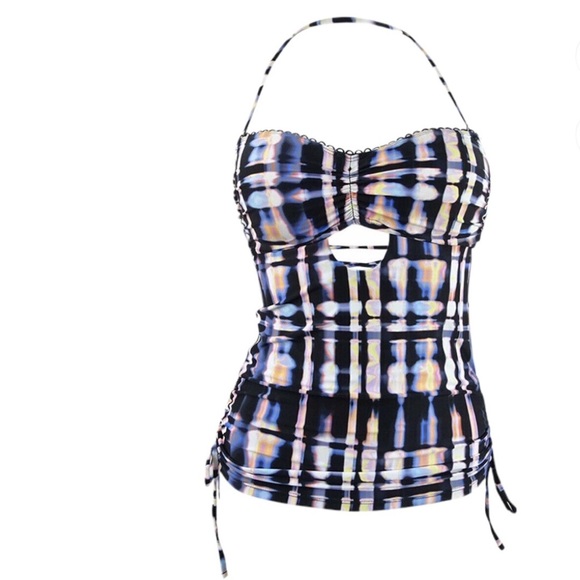 Lucky Brand Solstice Canyon Bandeau Tankini Top with Removable Neck Strap - Picture 2 of 11